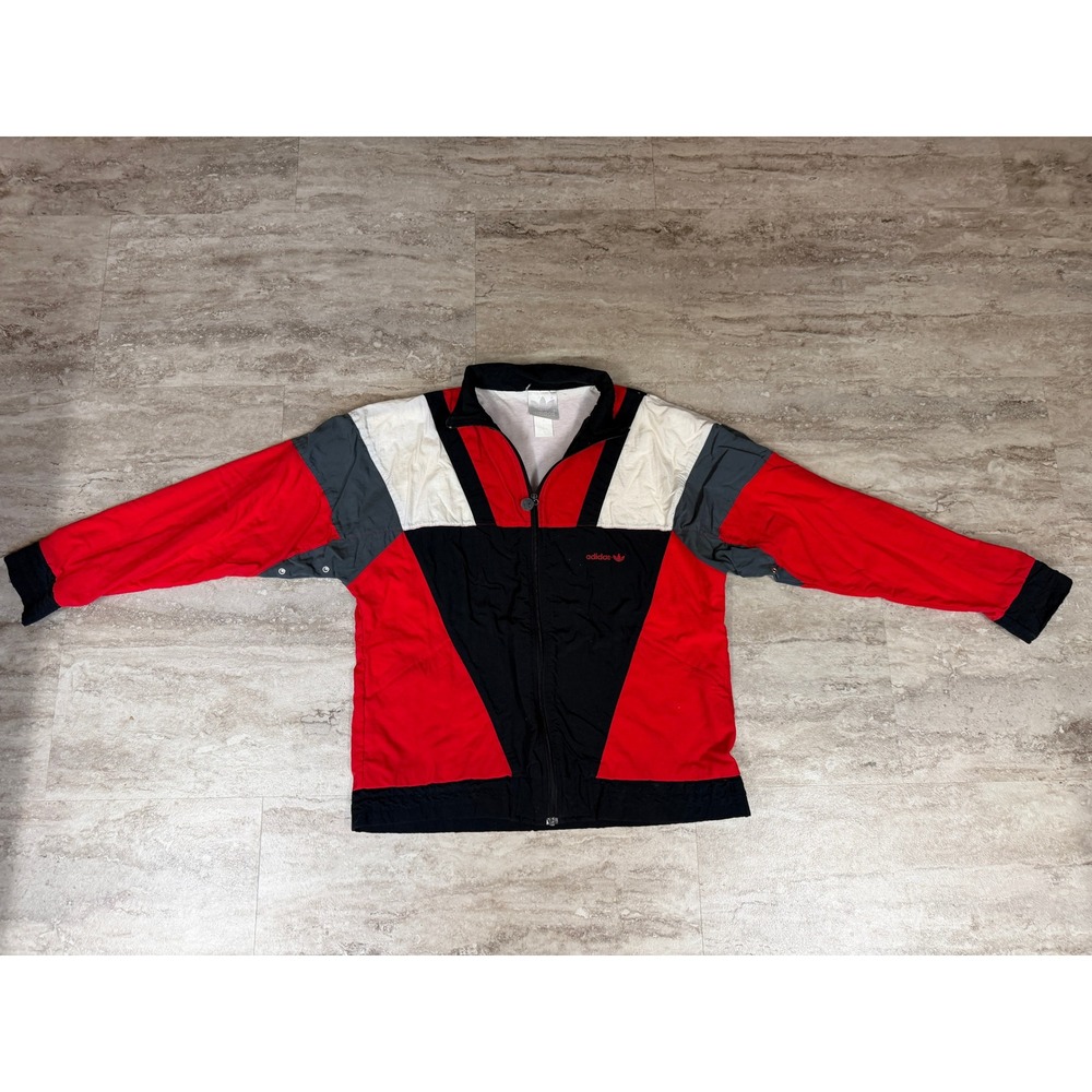 Vintage Adidas Originals Colorblock Track Jacket Red Black White Mens Large